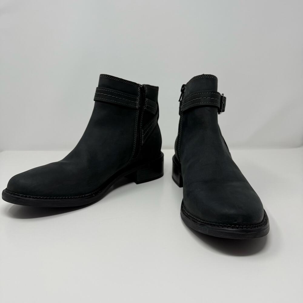 Clarks Collection Boots Women's 10 Black Leather Maye Strap Ankle Bootie Preppy - Picture 6 of 14